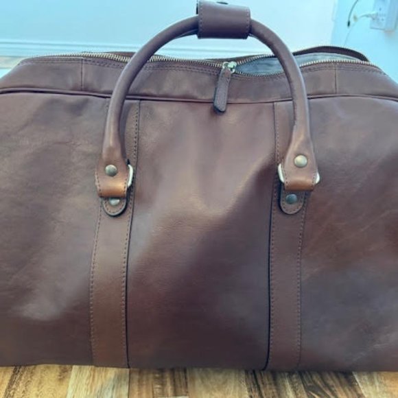 Old Angler Italian Leather Duffle Bag Large - Picture 1 of 7